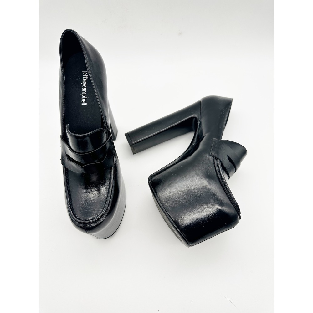 Jeffrey Campbell Long Last Platform Penny Loafers in Black Size 8.5 whimsigoth - Picture 4 of 15